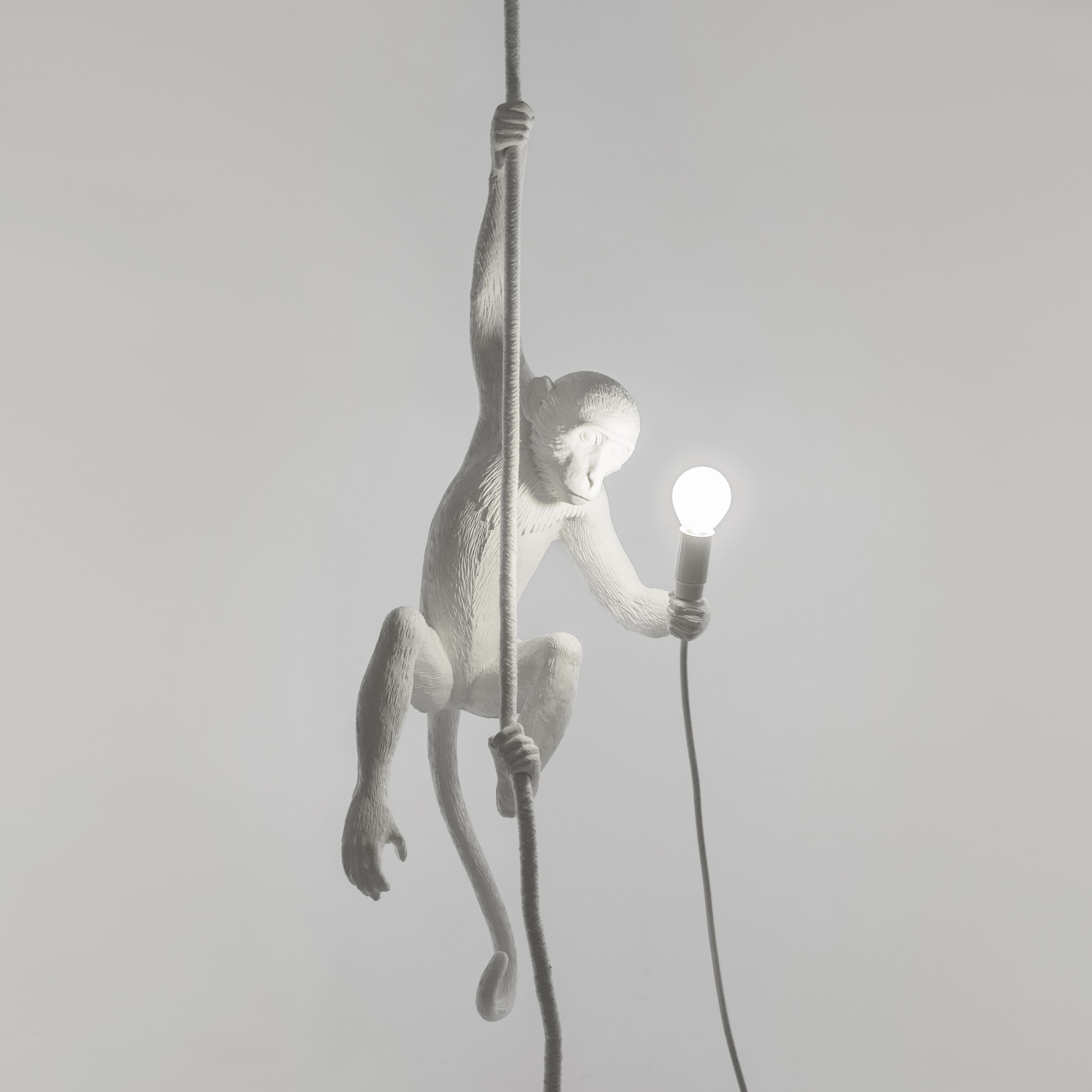 Seletti Lampe intérieure singe blanche, avec corde