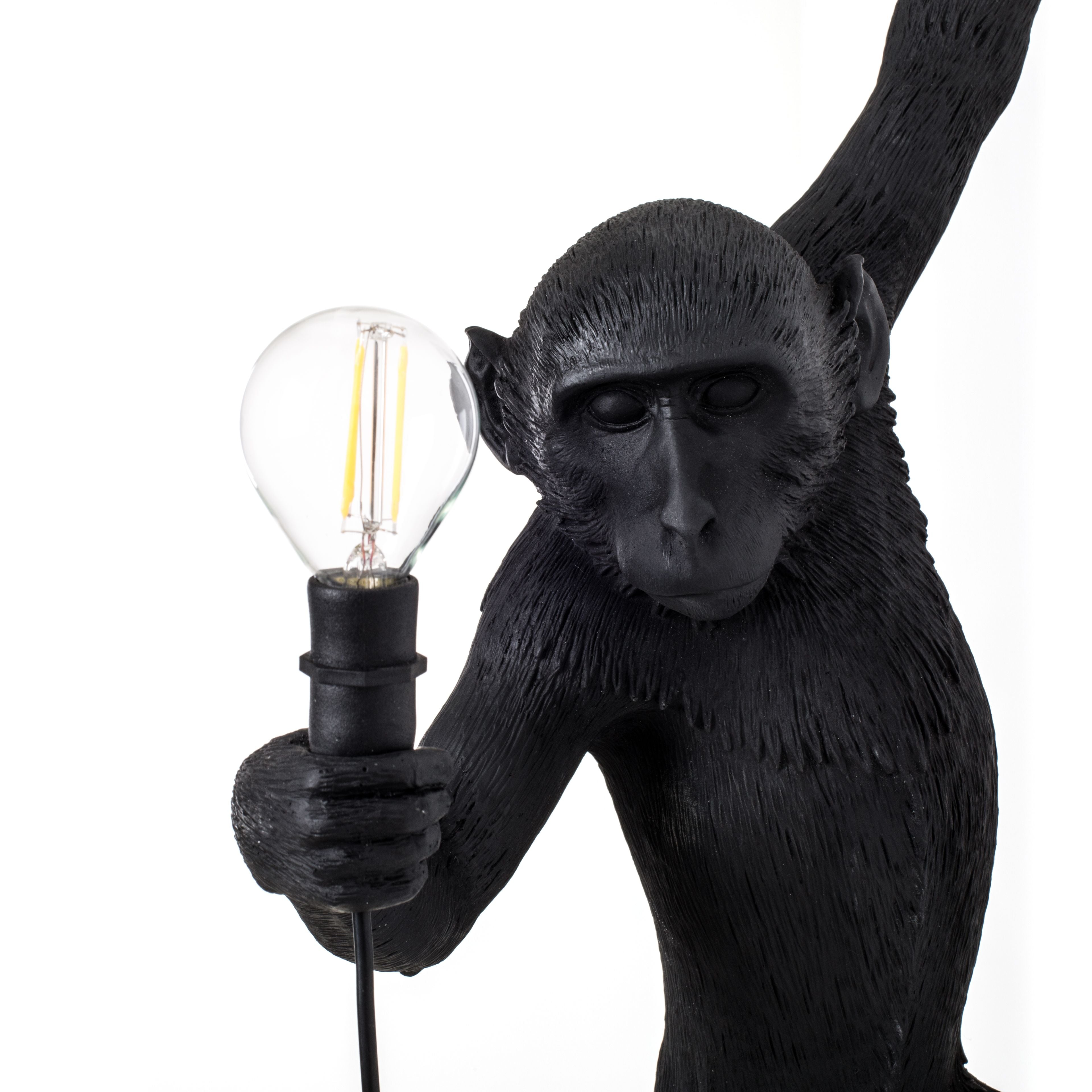 Seletti Lampe extérieure du singe noir, main gauche à la main gauche