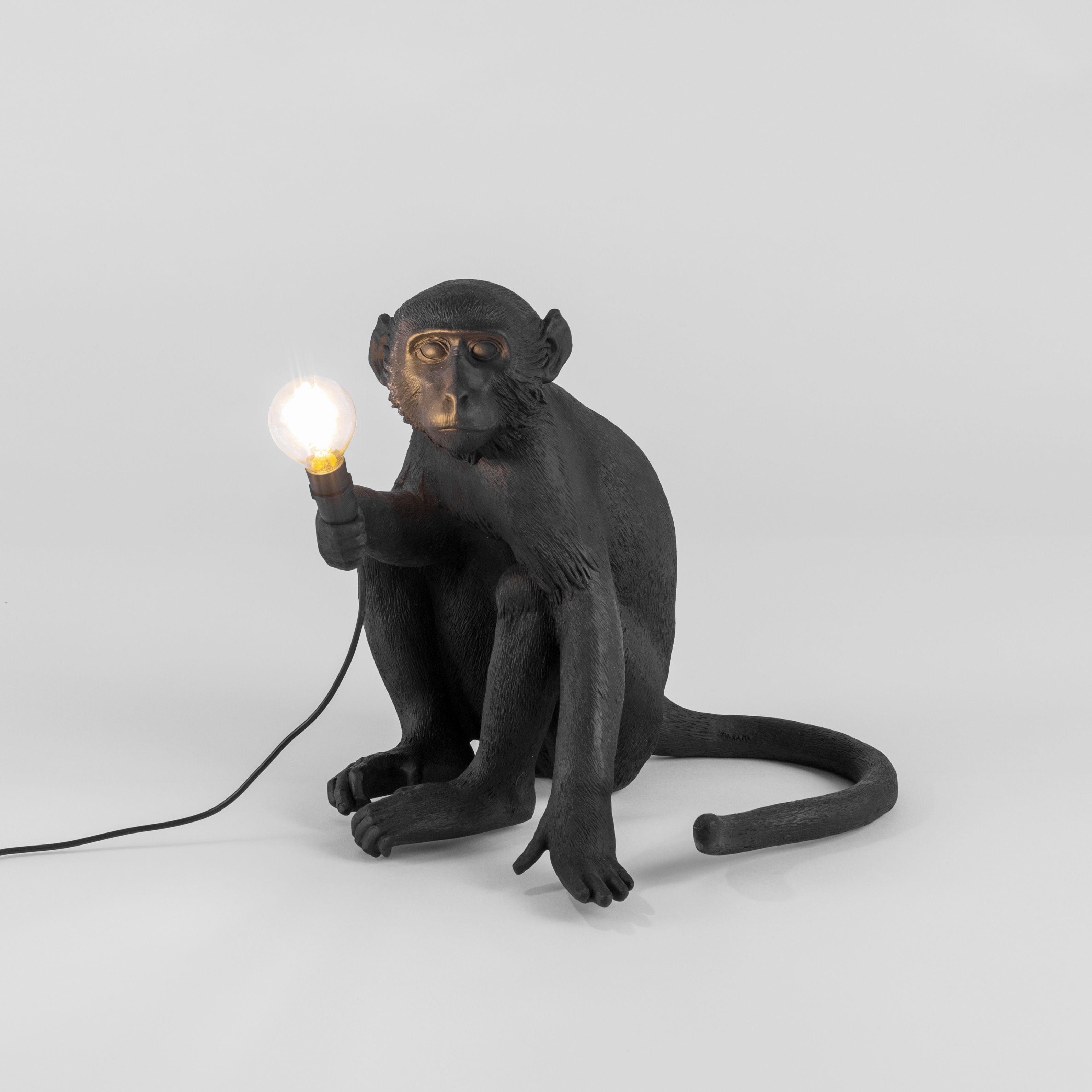 Seletti Monkey Outdoor Lamp Black, Sitting