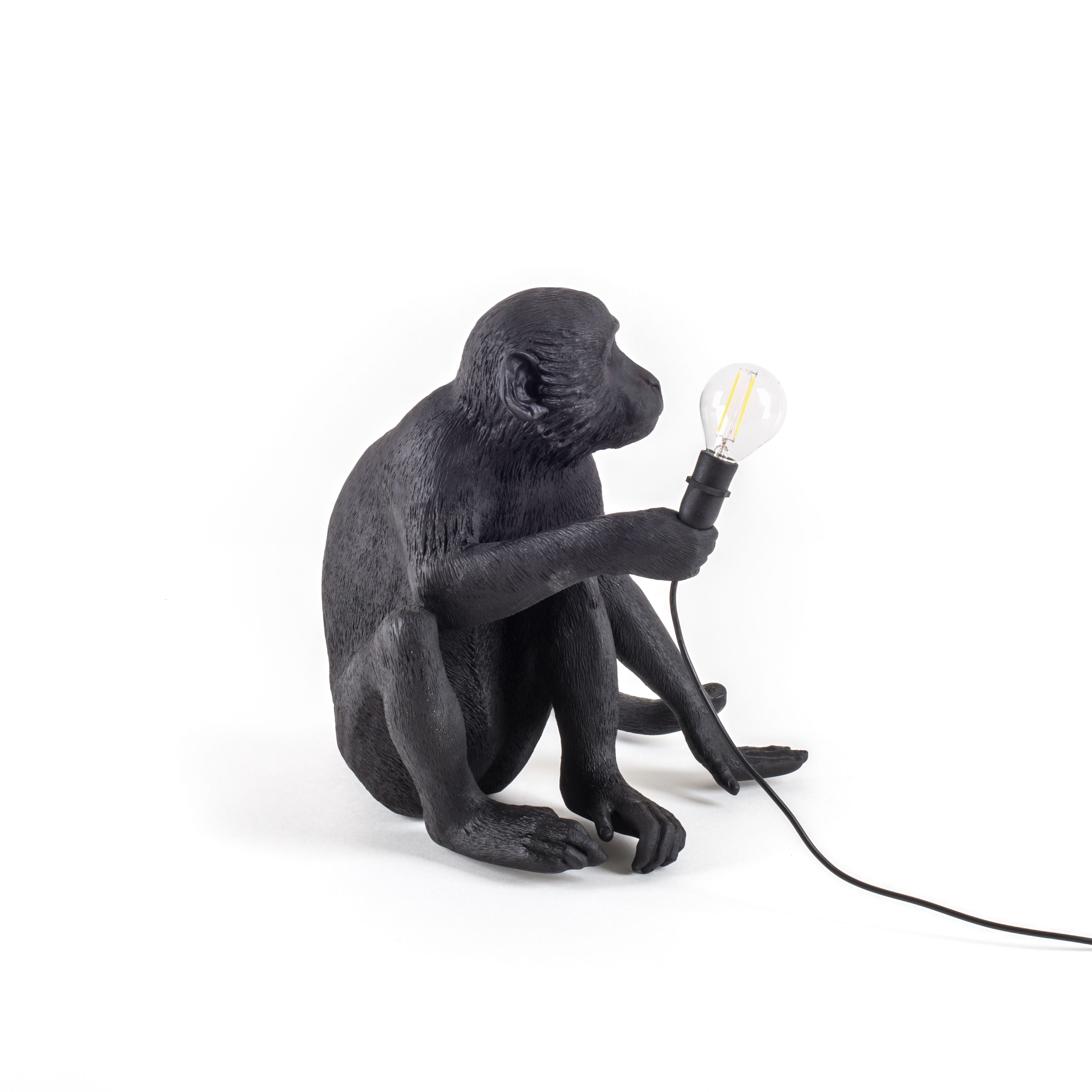 Seletti Monkey Outdoor Lamp Black, Sitting