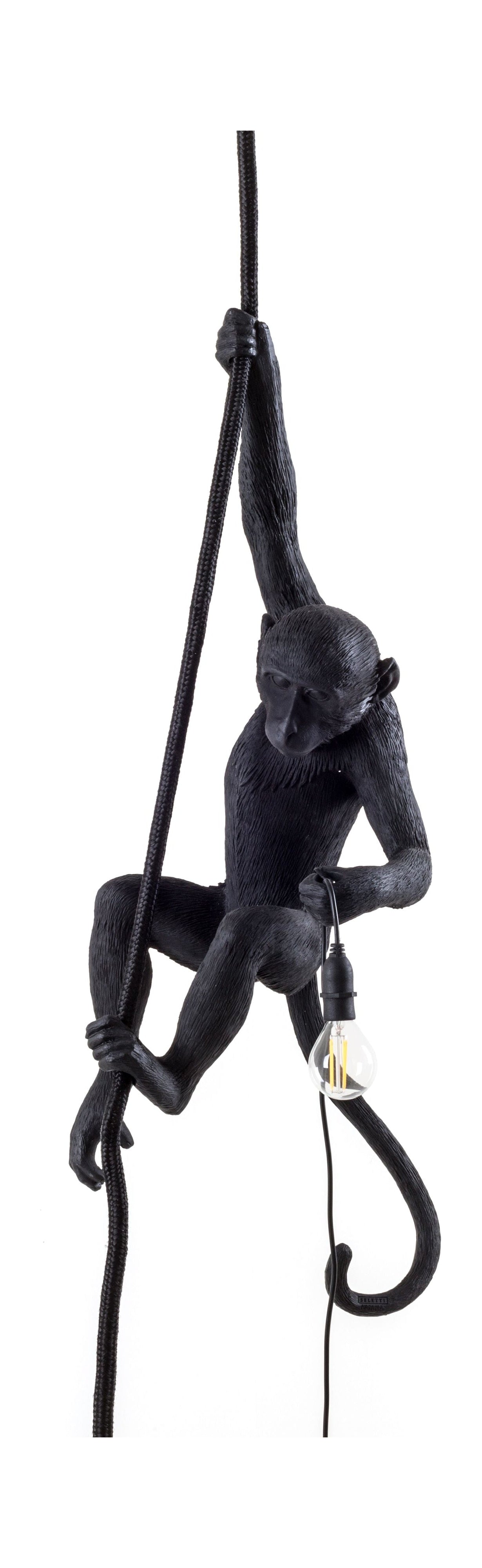 Seletti Monkey Lámpara al aire libre Negra, con cuerda