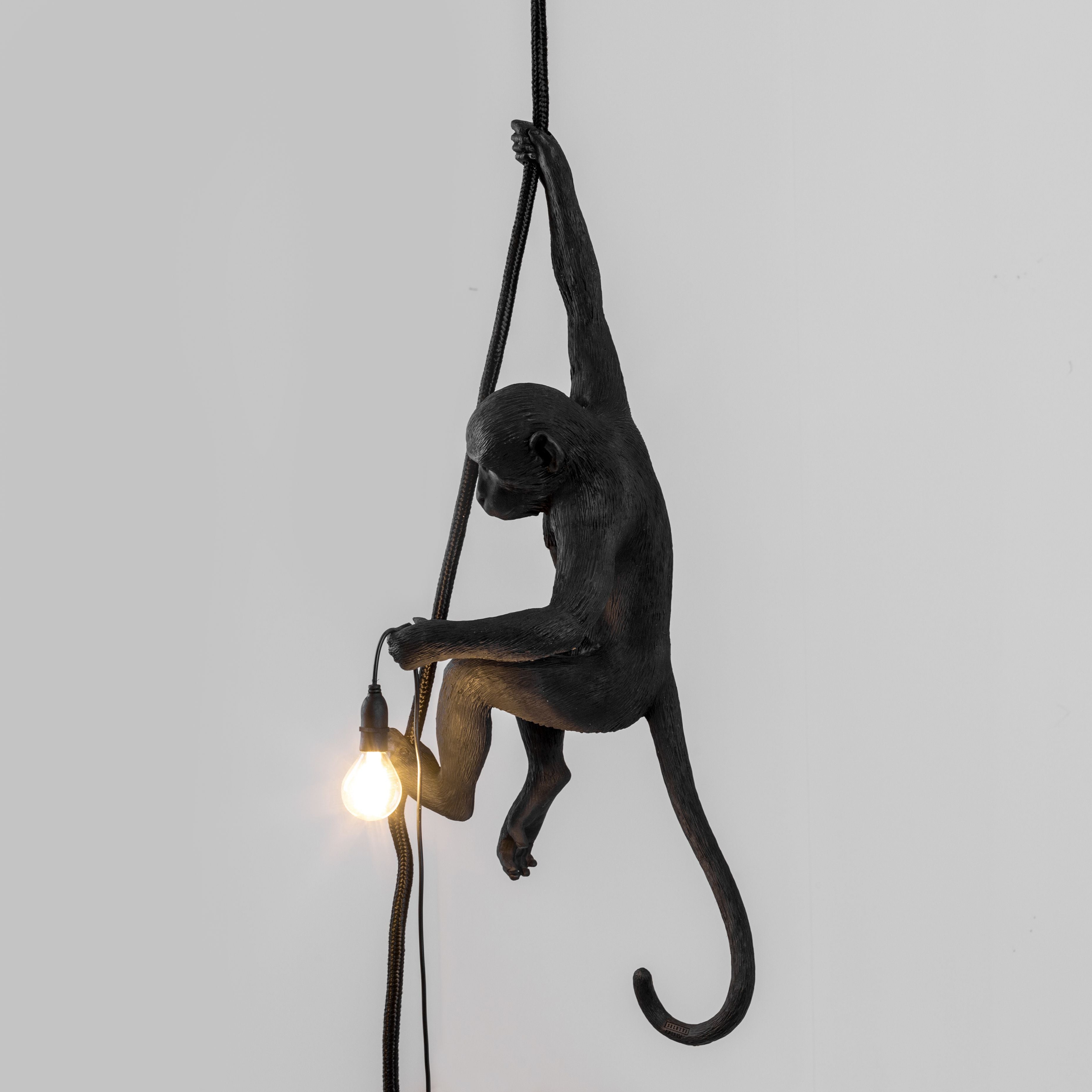 Seletti Monkey Outdoor Lampi svartur, með reipi