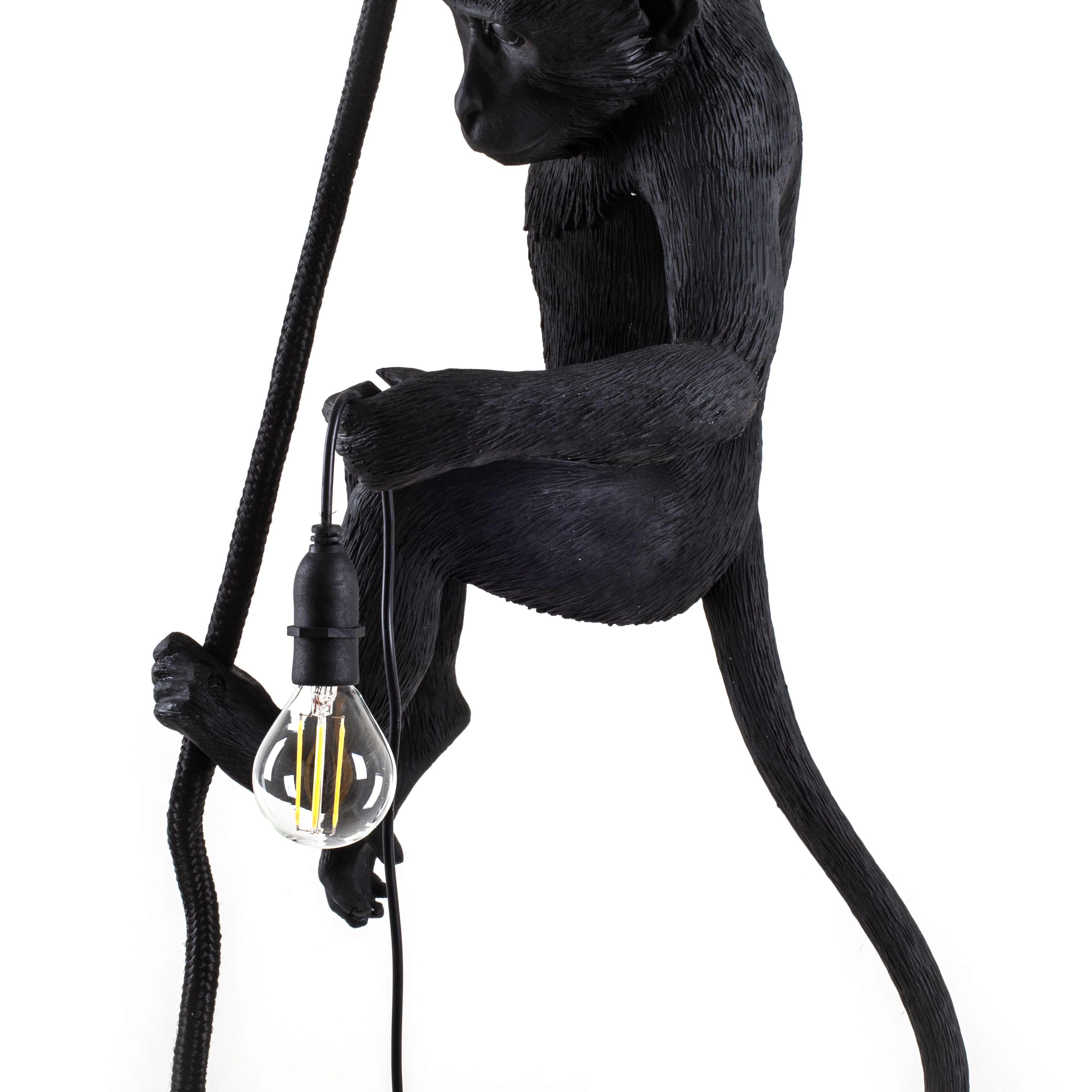 Seletti Affenlampe schwarz mit Seil