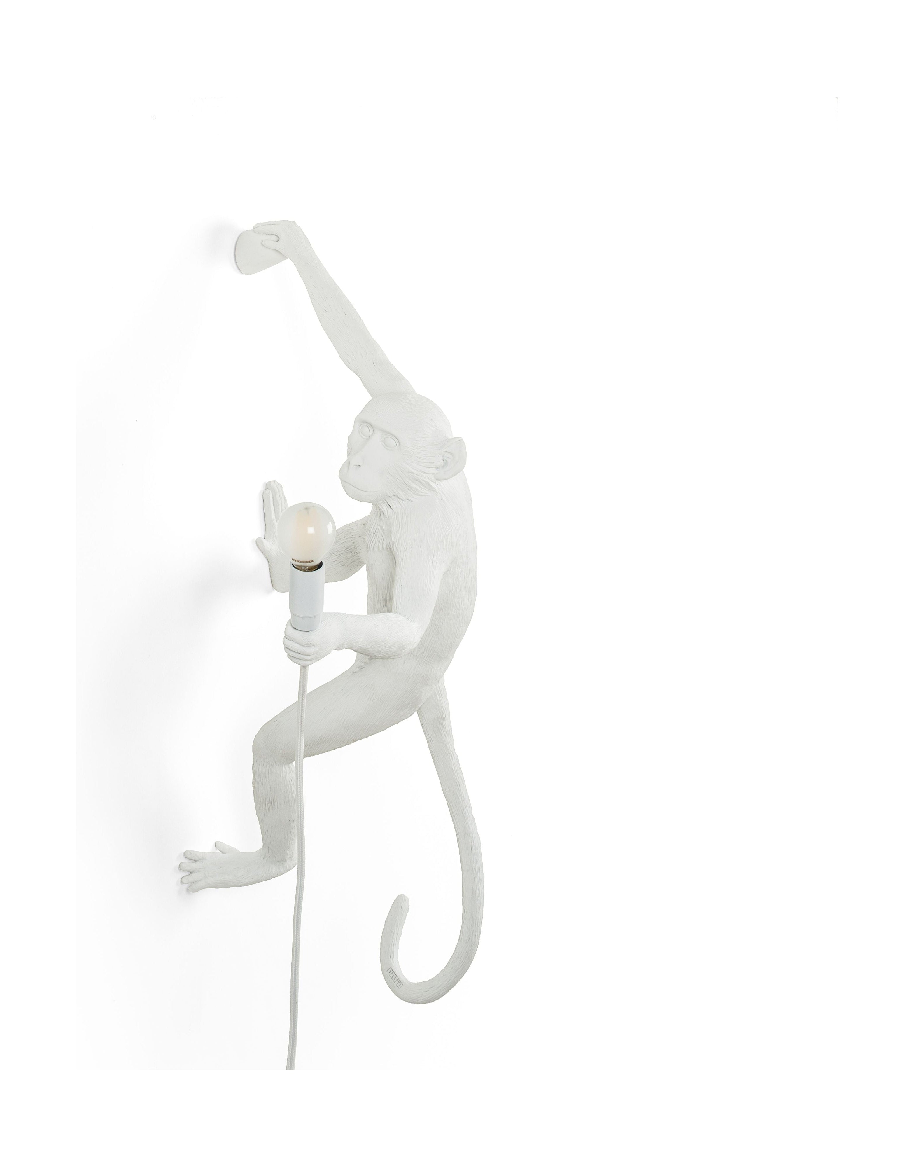 Monkey Seletti Lampada interna bianca, mano destra sospesa