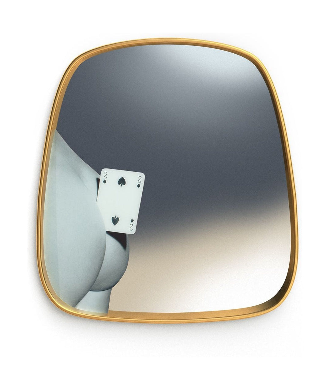 Seletti Toiletpaper Mirror Gold Frame, Two Of Spades