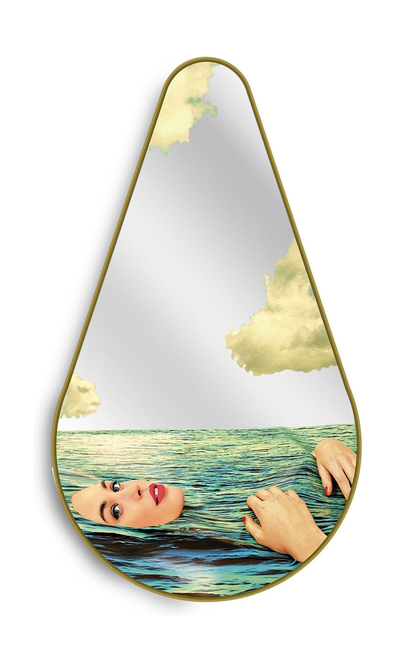 Seletti Toiletpaper Mirror Gold Frame Pear, Seagirl