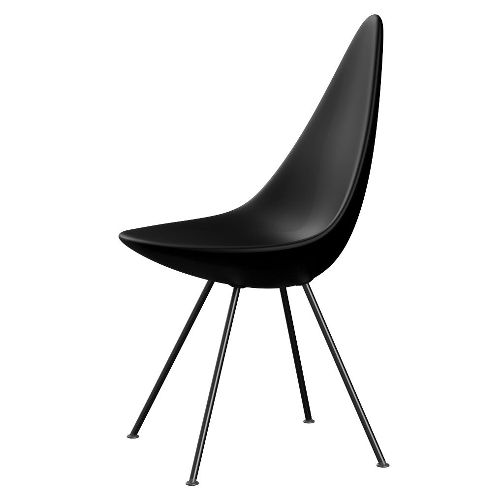 弗里茨·汉森（Fritz Hansen）滴椅塑料单色，黑色