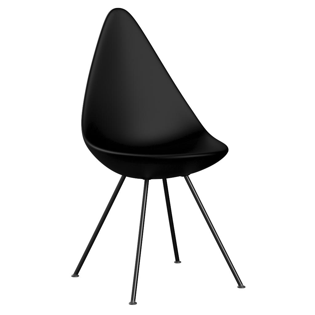 Fritz Hansen De druppel stoel plastic monochroom, zwart