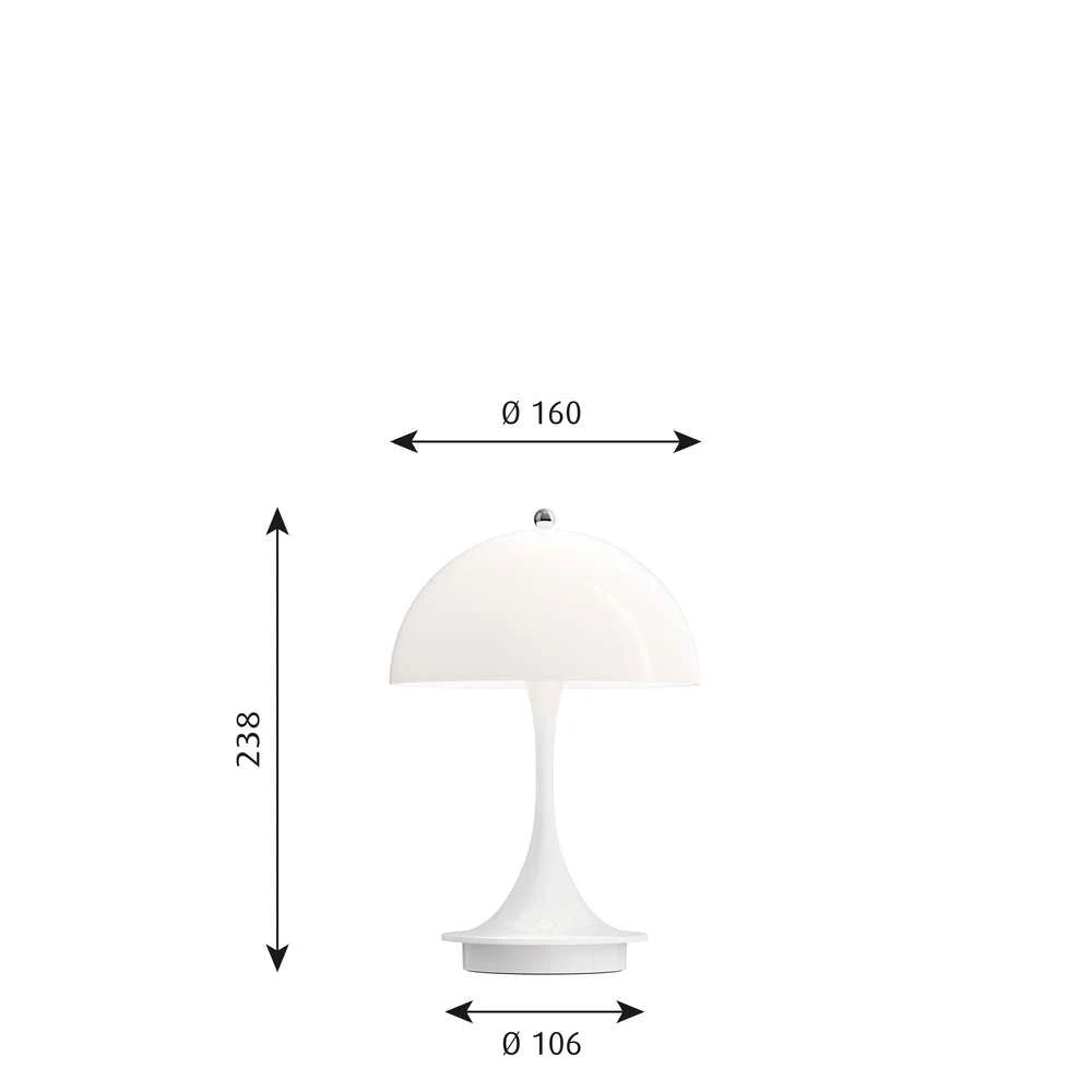 Louis Poulsen Panthella 160 draagbare tafellamp V2 LED 27 K, acryl opaal wit