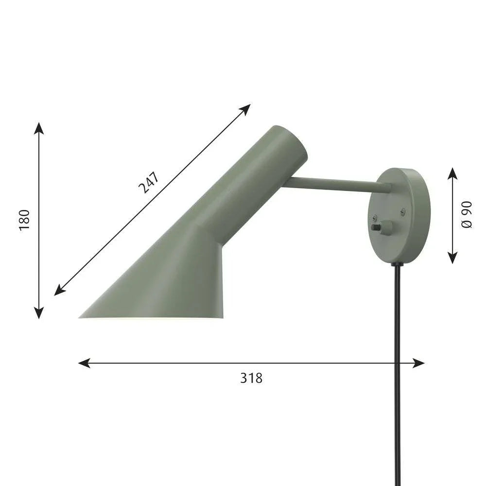 Lámpara de pared de Louis Poulsen AJ V3, petróleo pálido