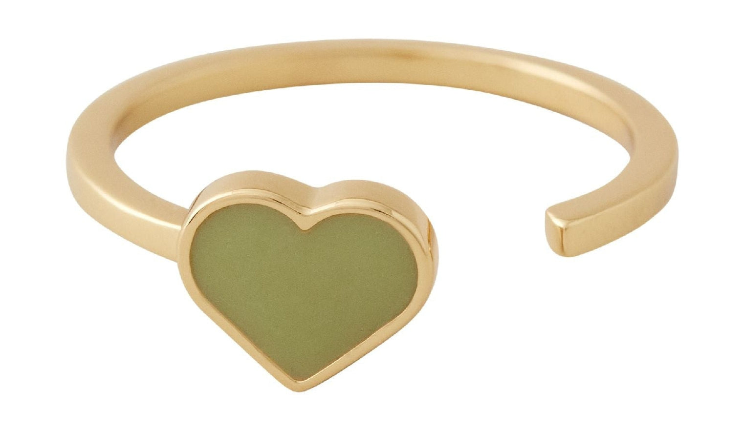 Design Letters Enamel Heart Ring Gold, Crispy Green