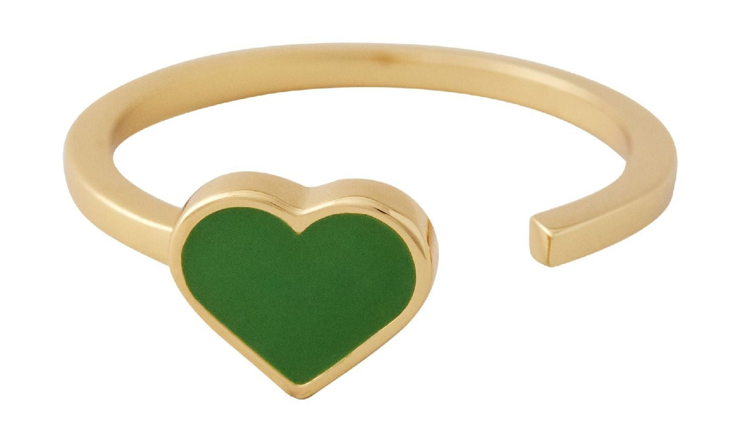 Design Letters Enamel Heart Ring Gold, Grass Green