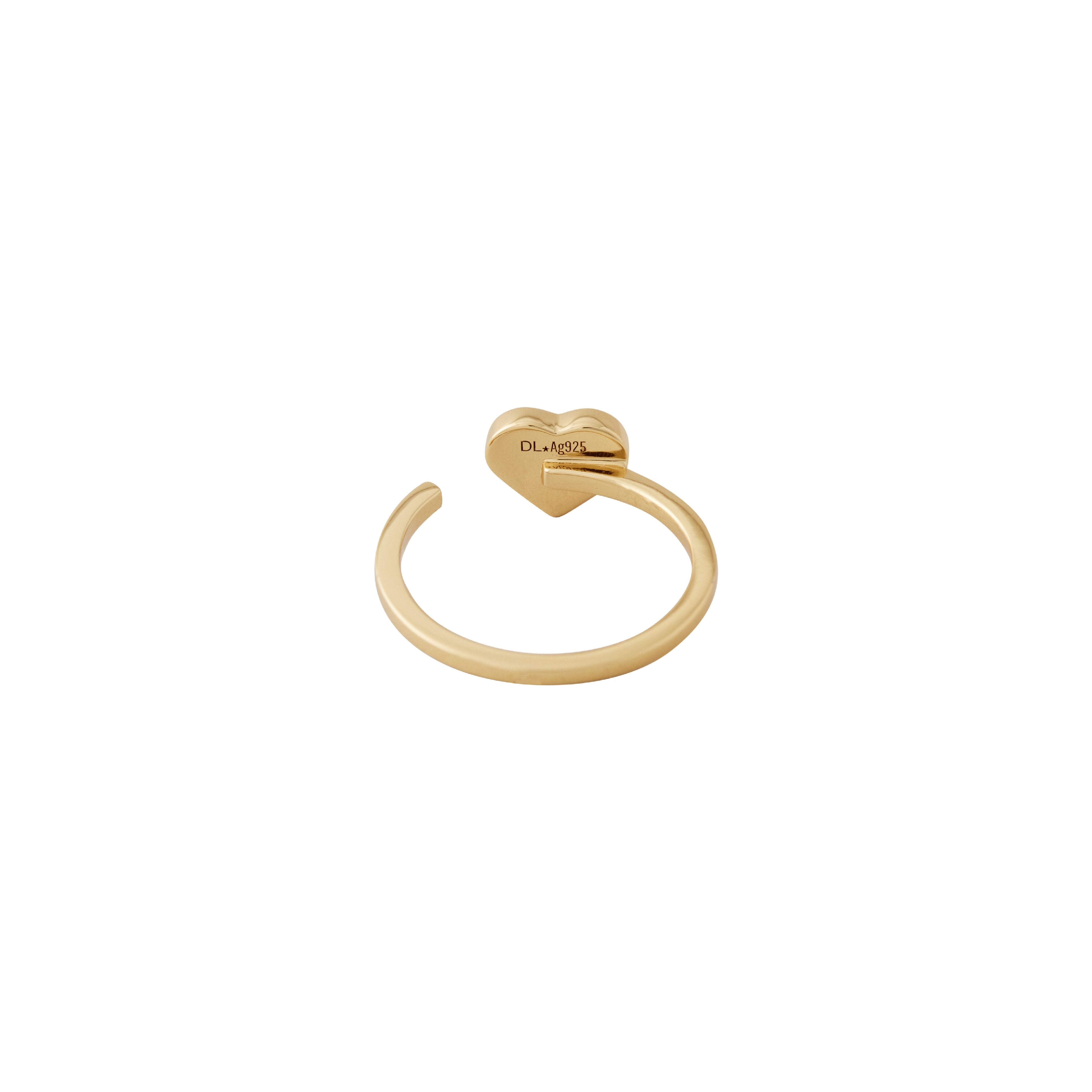 Design Letters Enamel Heart Ring Gold, Beige