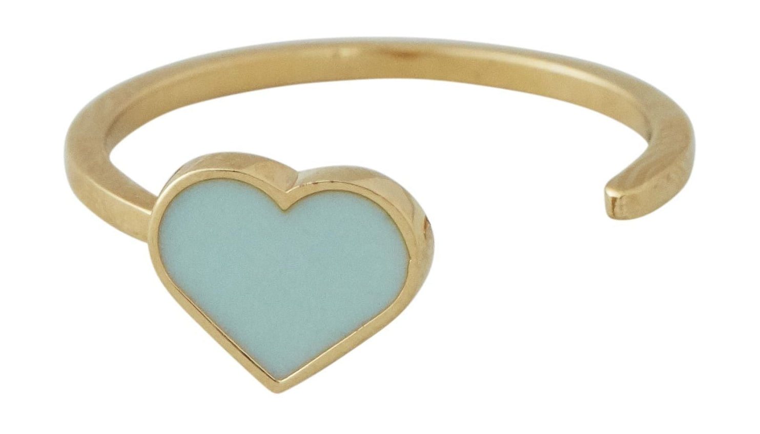 Design Letters Enamel Heart Ring Gold, Soft Green