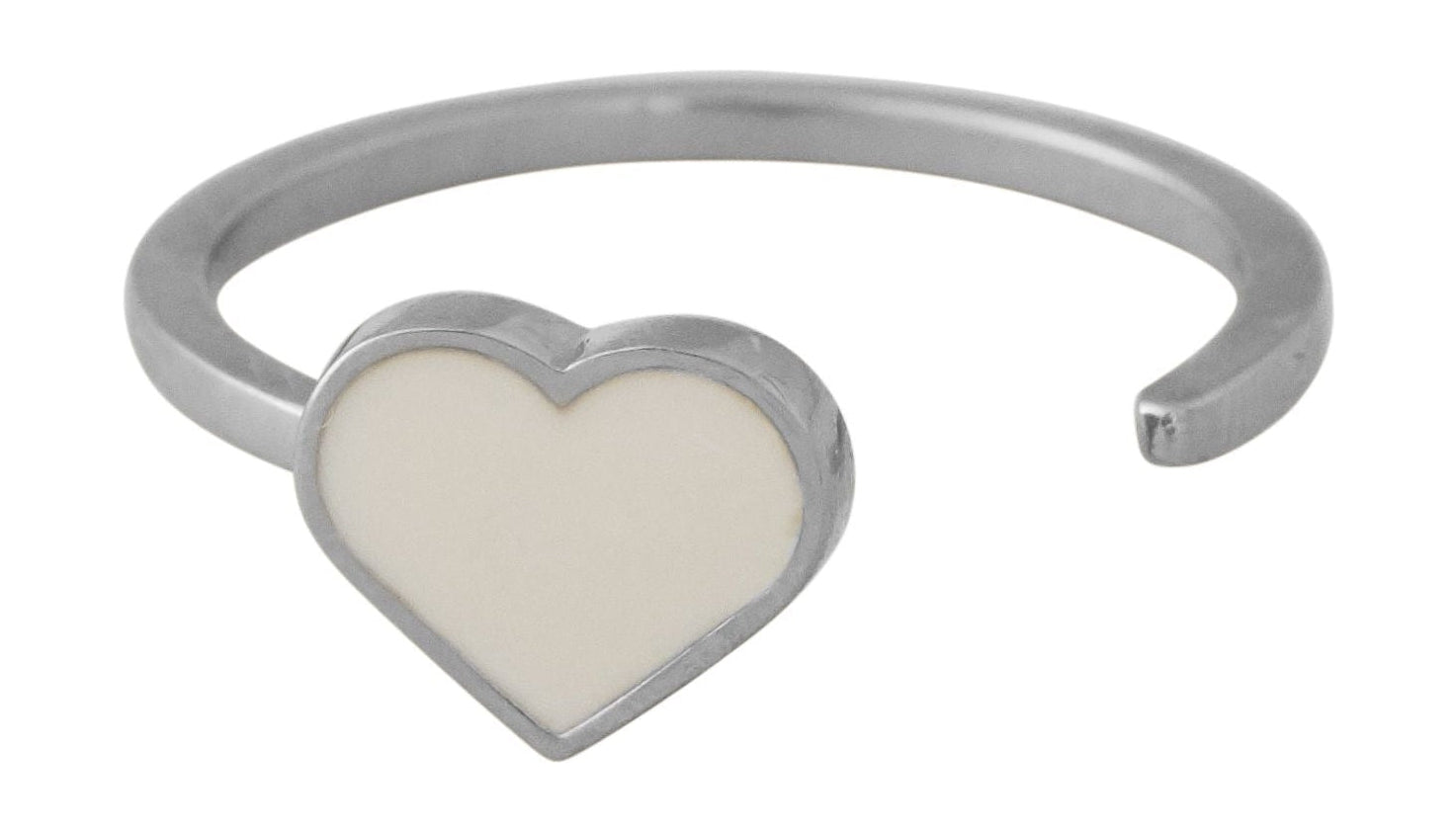 Lettere di design Anello di cuore smalto argento, nudo