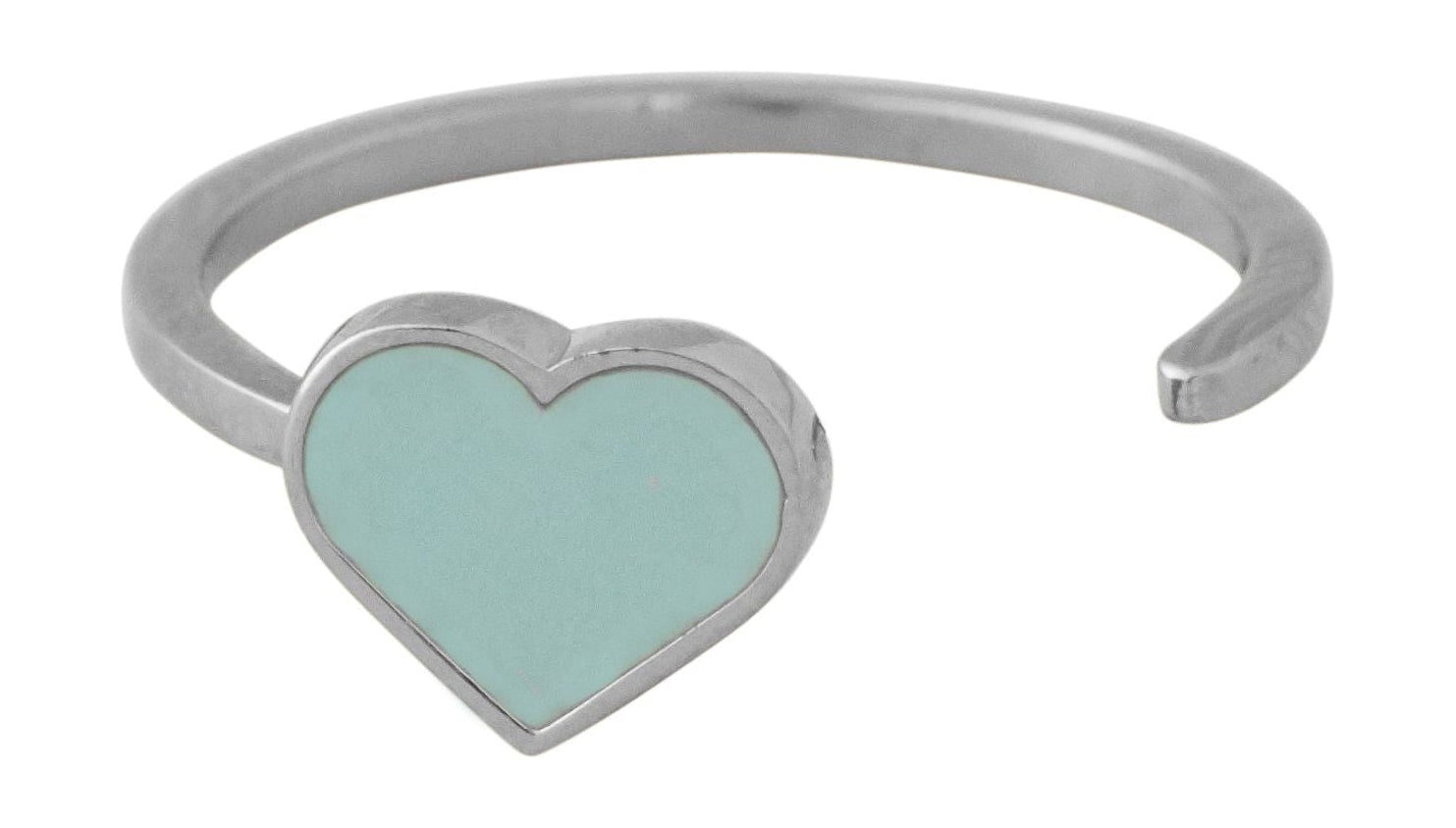 Design Letters Enamel Heart Ring Silver, Soft Green
