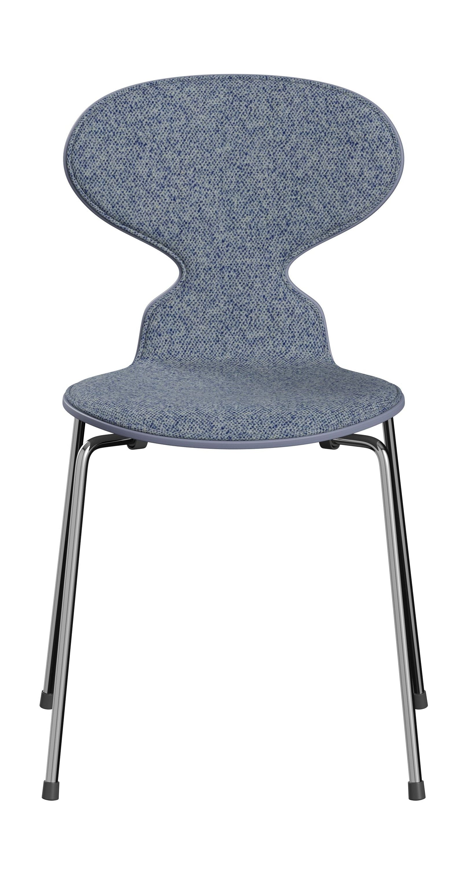 Fritz Hansen 3101 Ant stol foran polstret, skall: farget finér lavendel blå, møbeltrekk: vanir tekstil lyseblå, base: stål/krom