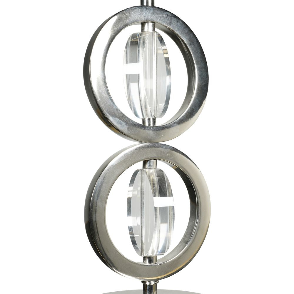Ekta módel Art Deco Circle Lampa hringlaga tvöfalt, silfur