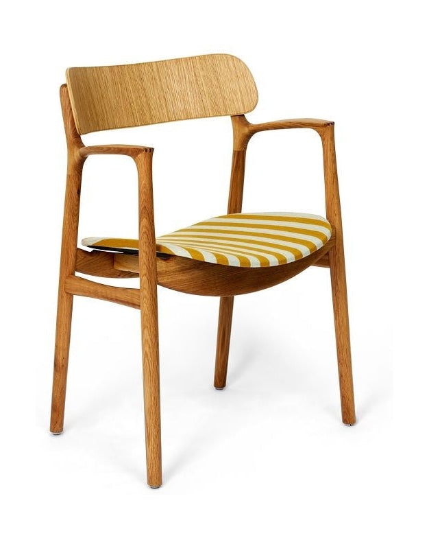 弯曲的汉森·阿斯格椅子座椅，上油橡木/vils面料（22 100/110）
