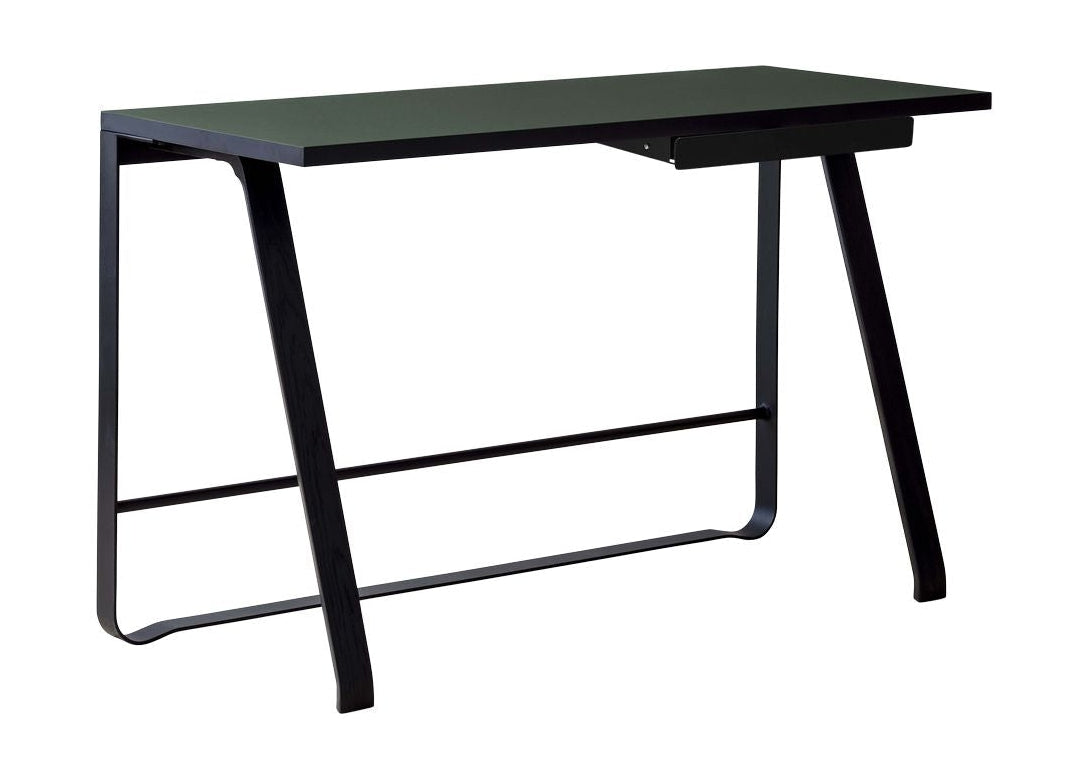 Bent Hansen Hemingway Desk med skuffe L 120 cm, sort lakeret bøg/nåletræ grøn linoleum