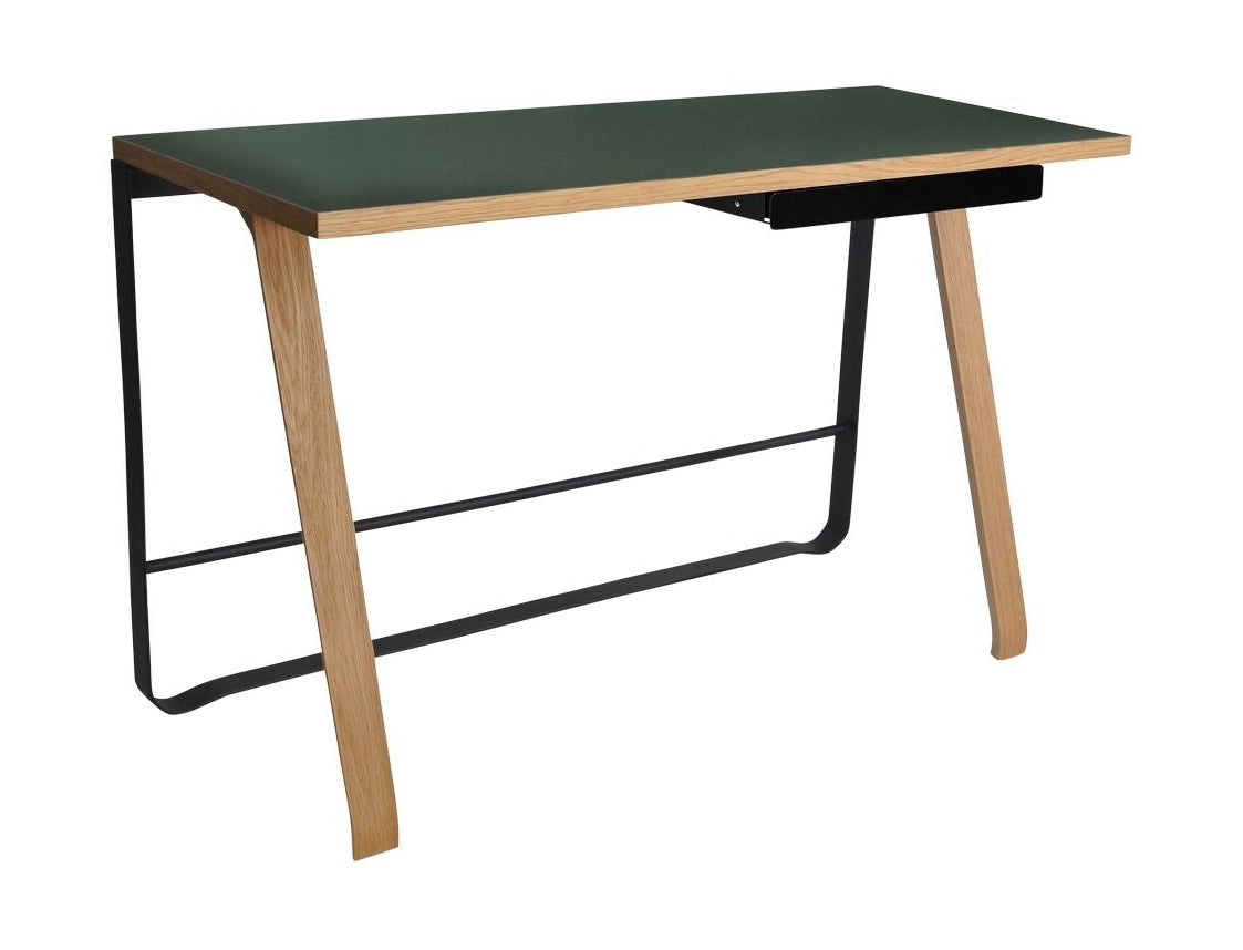 Bent Hansen Hemingway Desk With Drawer L 120 Cm, Matte Lacquered Oak/Conifer Green Linoleum
