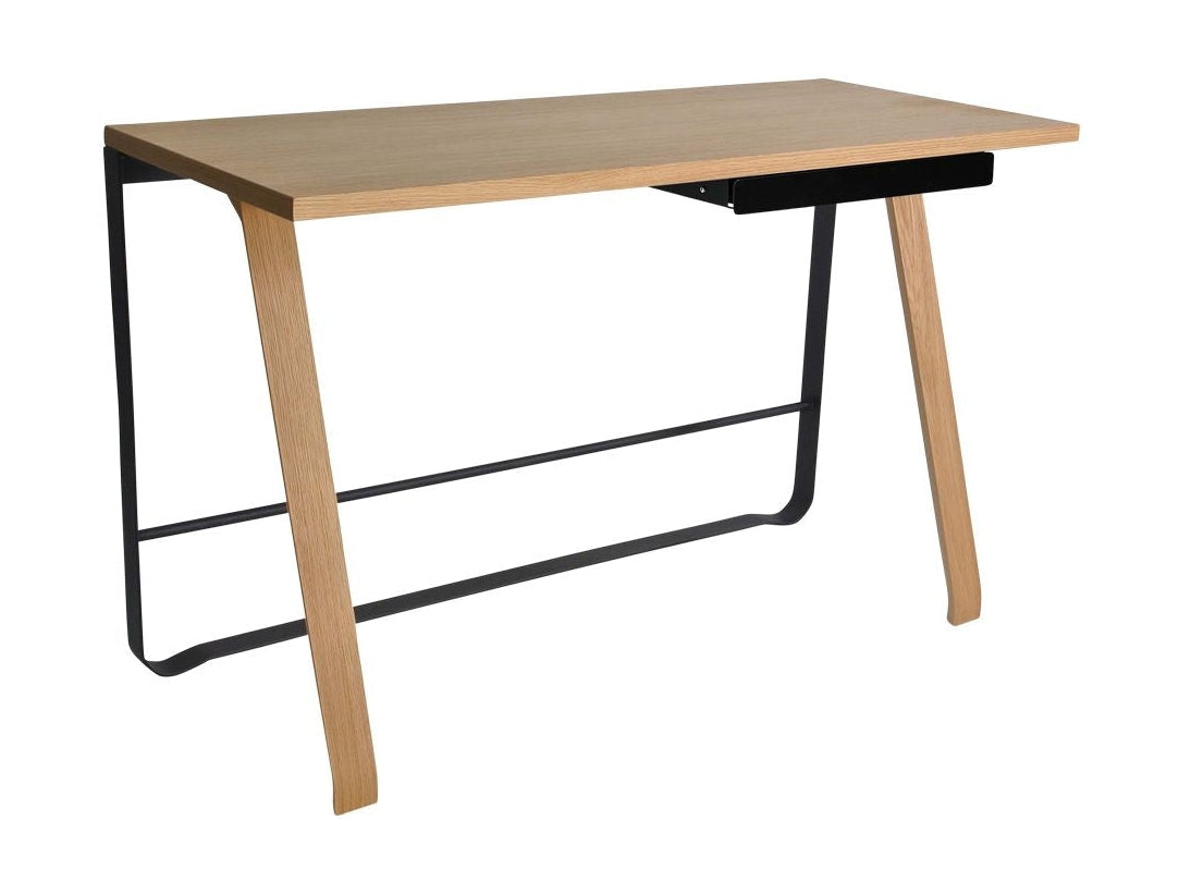 弯曲的汉森·海明威（Hansen Hemingway）桌子带抽屉l 120厘米，磨砂橡木/橡木贴面上油