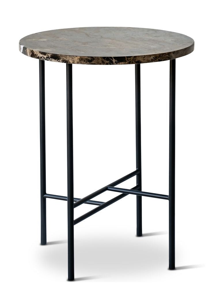 Tavolino metropolitana piegata Hansen Ø 45 cm, marmo marrone scuro di Emperador
