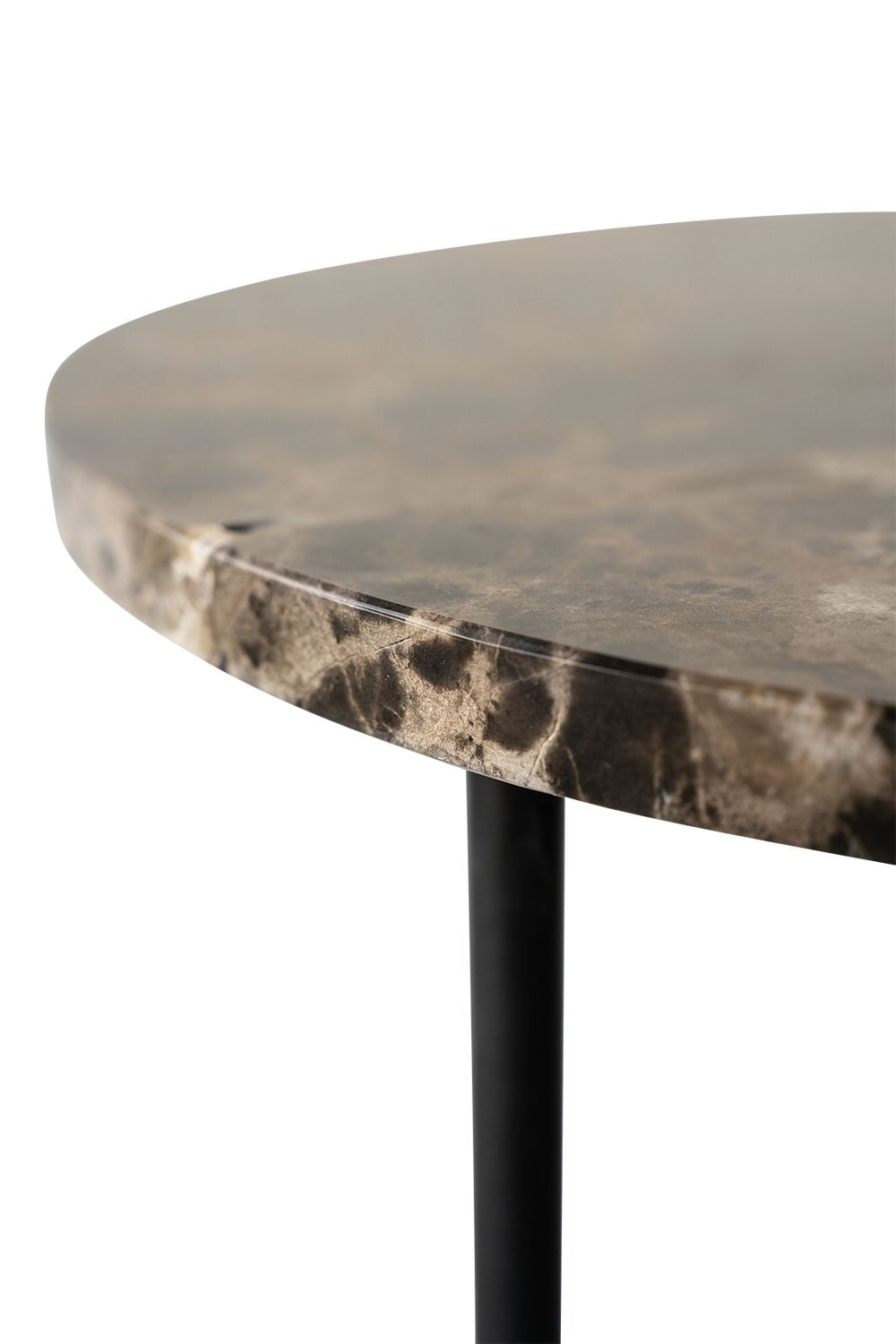 Tavolino metropolitana piegata Hansen Ø 80 cm, marmo marrone scuro emperador