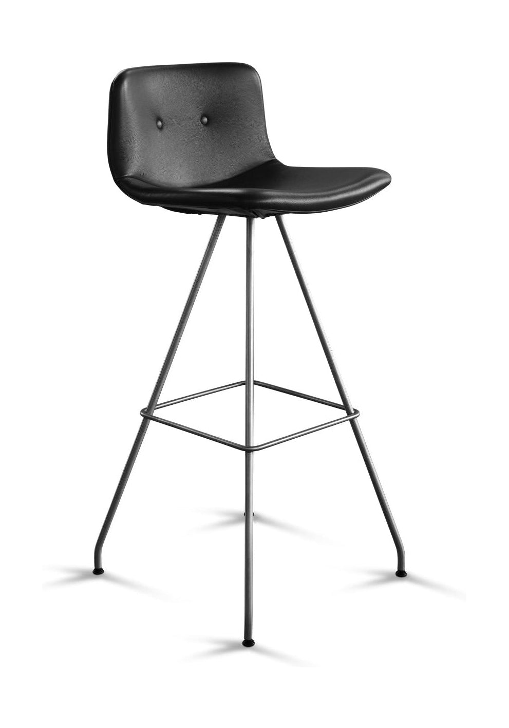 弯曲的汉森·普里姆姆酒吧凳H：99.5厘米，不锈钢/黑色Zenso皮革