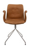 Bent Hansen Chaise primum avec accoudoirs pivotants en acier inoxydable, cuir de brandy davos