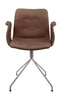 Bent Hansen Chaise primum avec accoudoirs pivotants en acier inoxydable, cuir tartufo davo