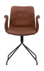 Bent Hansen Primum -tuoli käsinojilla musta kääntyvä runko, ruskea Davos nahka
