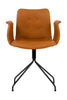 弯曲的Hansen Primum椅子带有扶手的黑色旋转框架，Cognac Adrian皮革