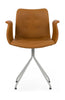 弯曲的Hansen Primum椅子带扶手不锈钢框架，Cognac Adrian皮革