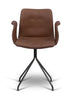 Bent Hansen Primum -tuoli käsinojilla musta kiinteä runko, ruskea Davos nahka