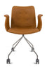 Bent Hansen Primum Chair With Armrests Stainless Steel Wheel Frame, Cognac Adrian Leather