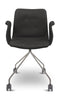 Bent Hansen Primum Chair With Armrests Stainless Steel Wheel Frame, Black Zenso Leather