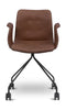 Bent Hansen Primum -Stuhl mit Armlehnen schwarzer Radrahmen, braunes Davos Leder