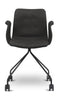 Bent Hansen Primum -Stuhl mit Armlehnen schwarzer Radrahmen, schwarzes Zenso -Leder