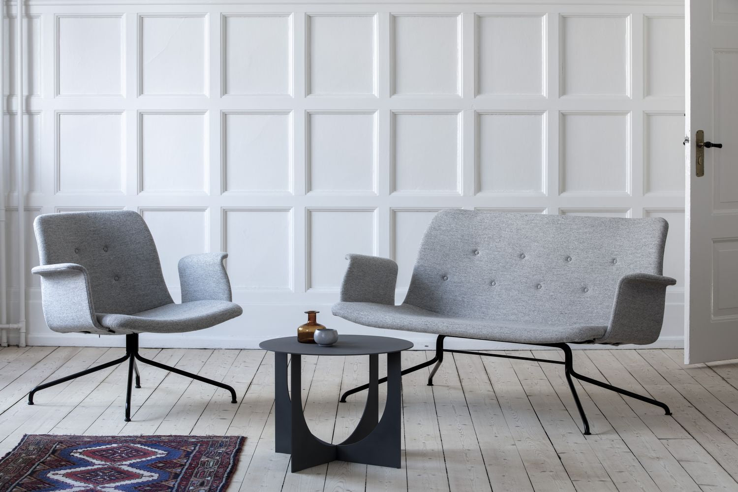 Bent Hansen Primum Lounge Chair ohne Armlehnen, Gestell Edelstahl/Cognac Adrian Leder
