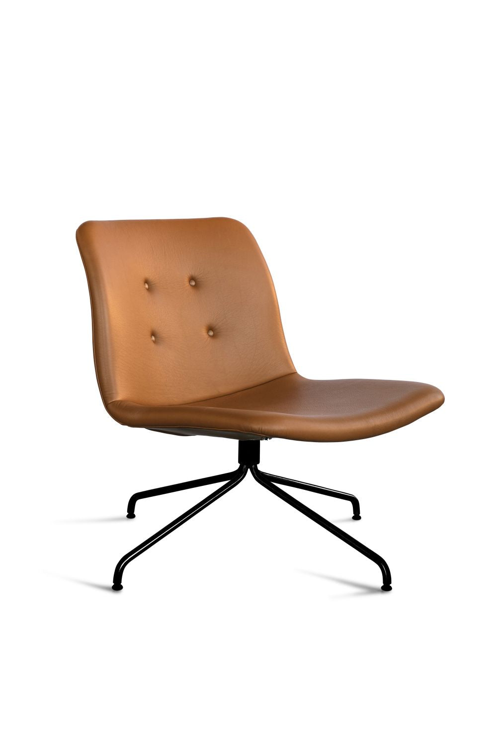 Bent Hansen Primum lounge stol utan armstöd, svart ram/cognac adrian läder