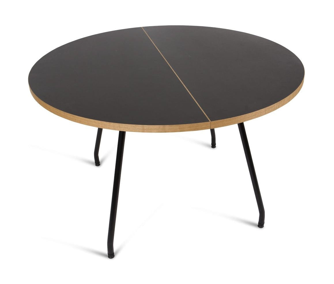 Bent Hansen Primum -bord, bordben i svart pulverlakkert stål/benkeplate i svart linoleum