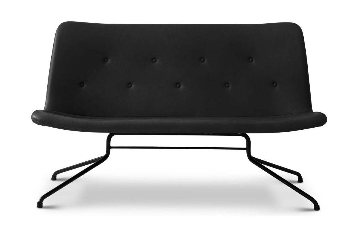 Bent Hansen Primum 2 Person's Sofa Without Armrests, Frame In Black Powder Coated Steel // Black Adrian Leather