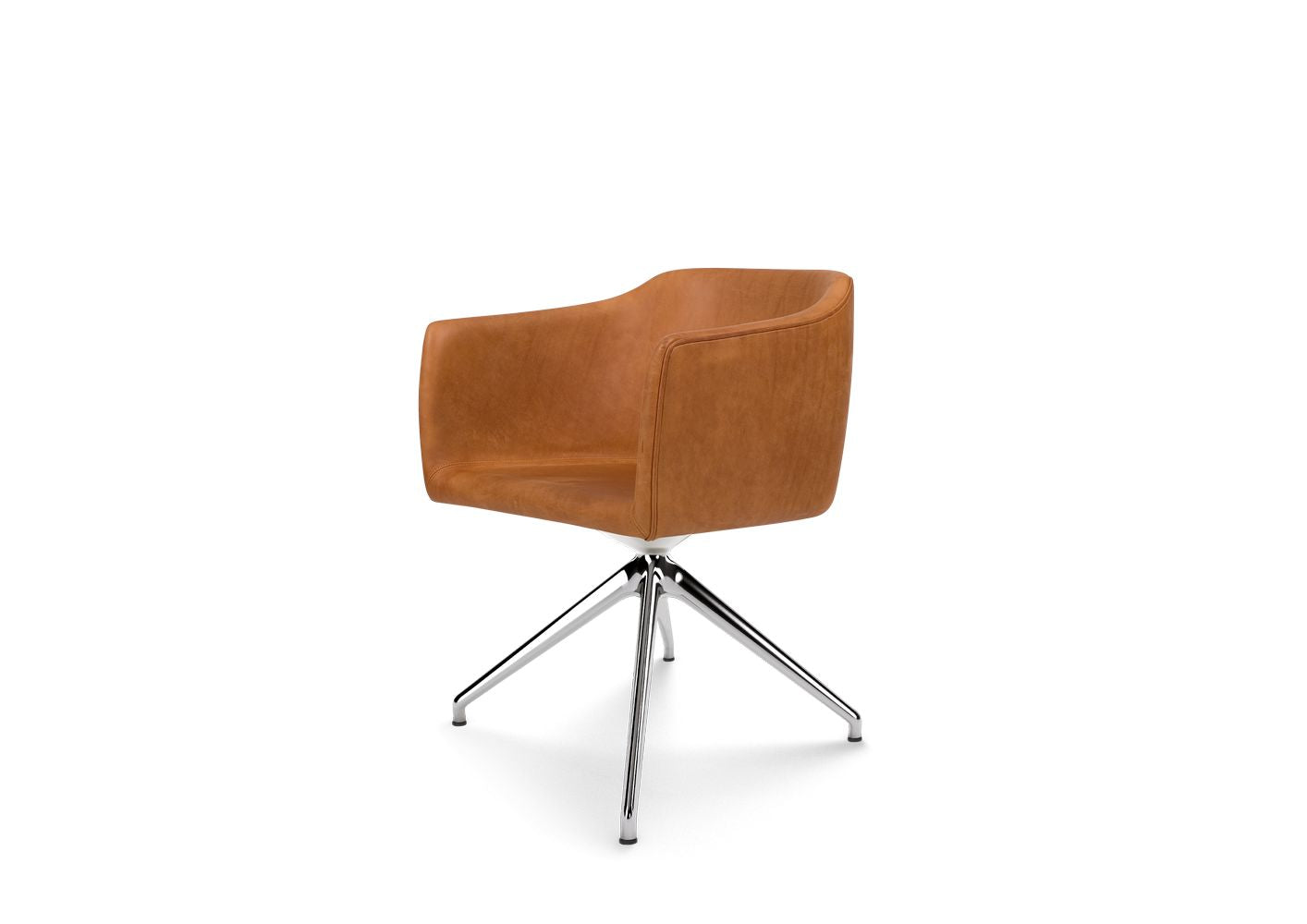 Bent Hansen Since Chair, Turning Frame In Polished Aluminum/Brandy Davos Leather