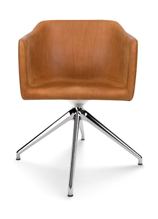 Bent Hansen desde la silla, el marco de giro en aluminio pulido/Brandy Davos Leather