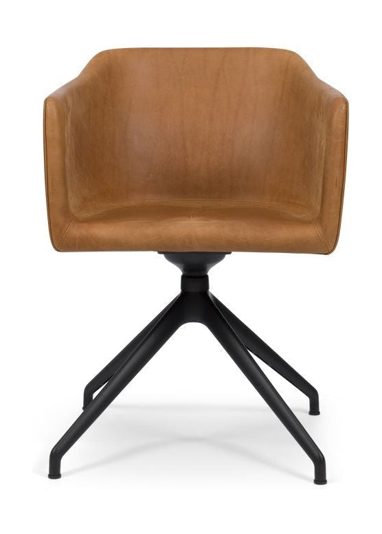 Bent Hansen Sedan stol, svart turneringsram/konjak Davos läder