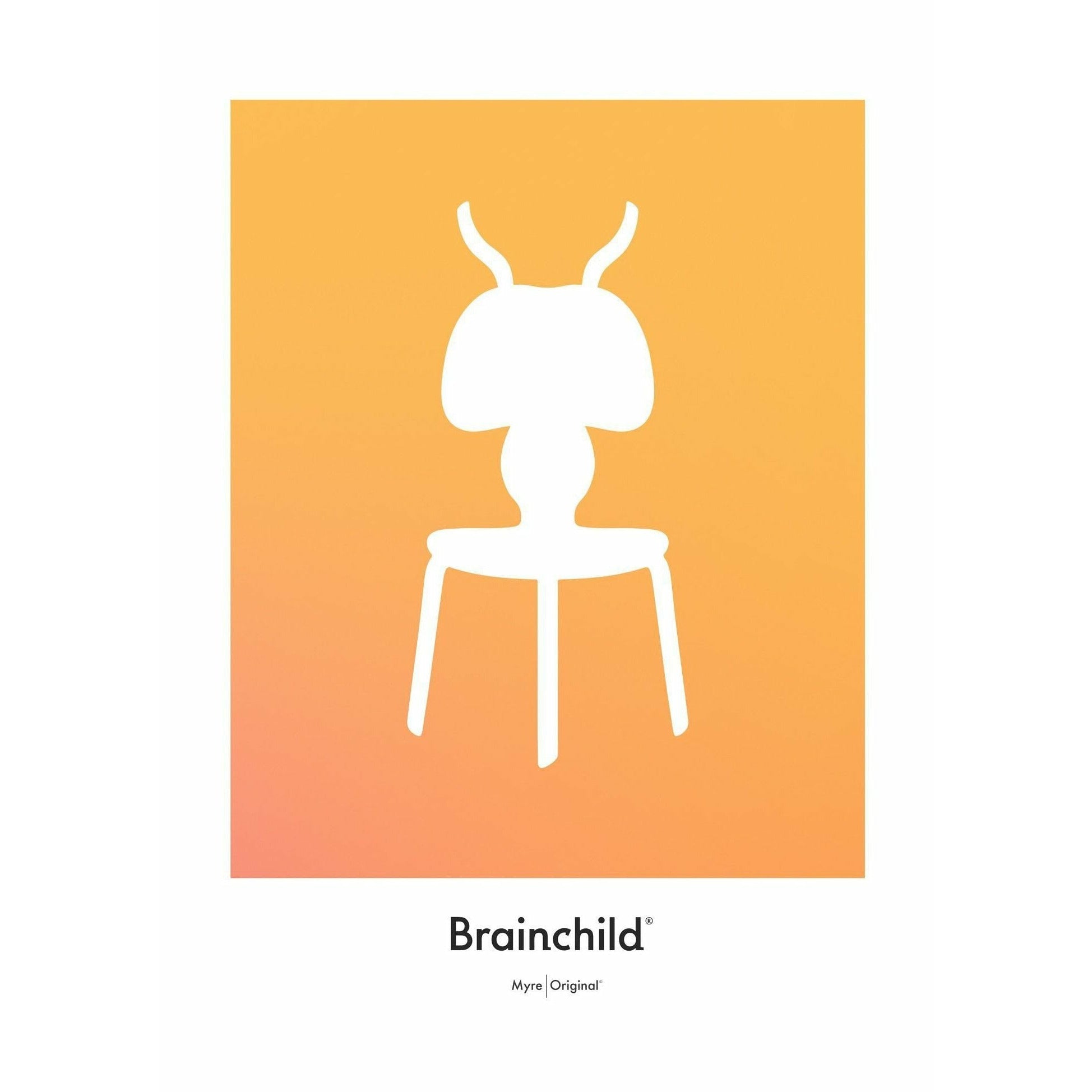 Brainchild Affiche d'icône de conception de fourmi sans cadre 30 x40 cm, jaune