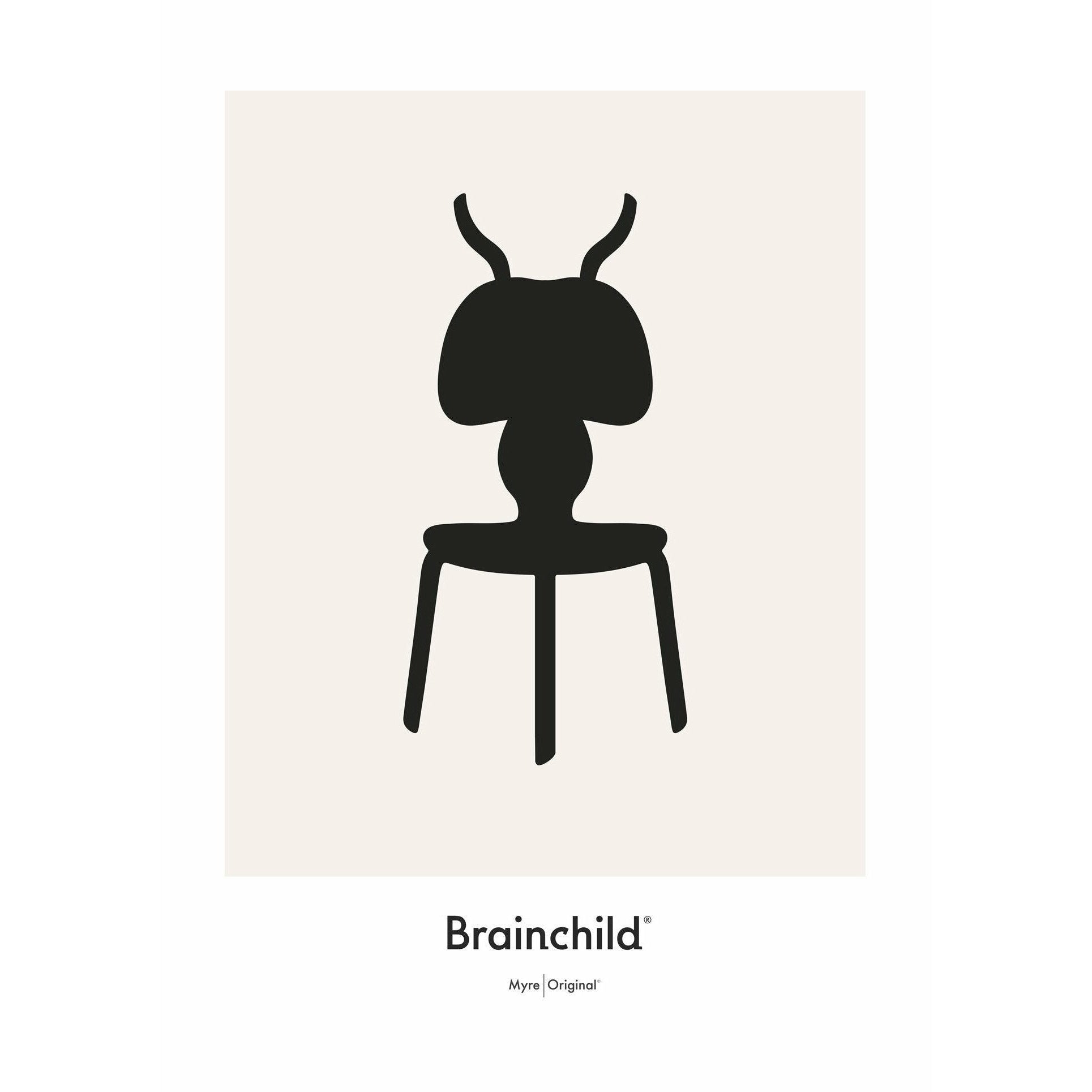 Poster di icona di progettazione formica da un'antchild senza fotogramma 30 x40 cm, grigio