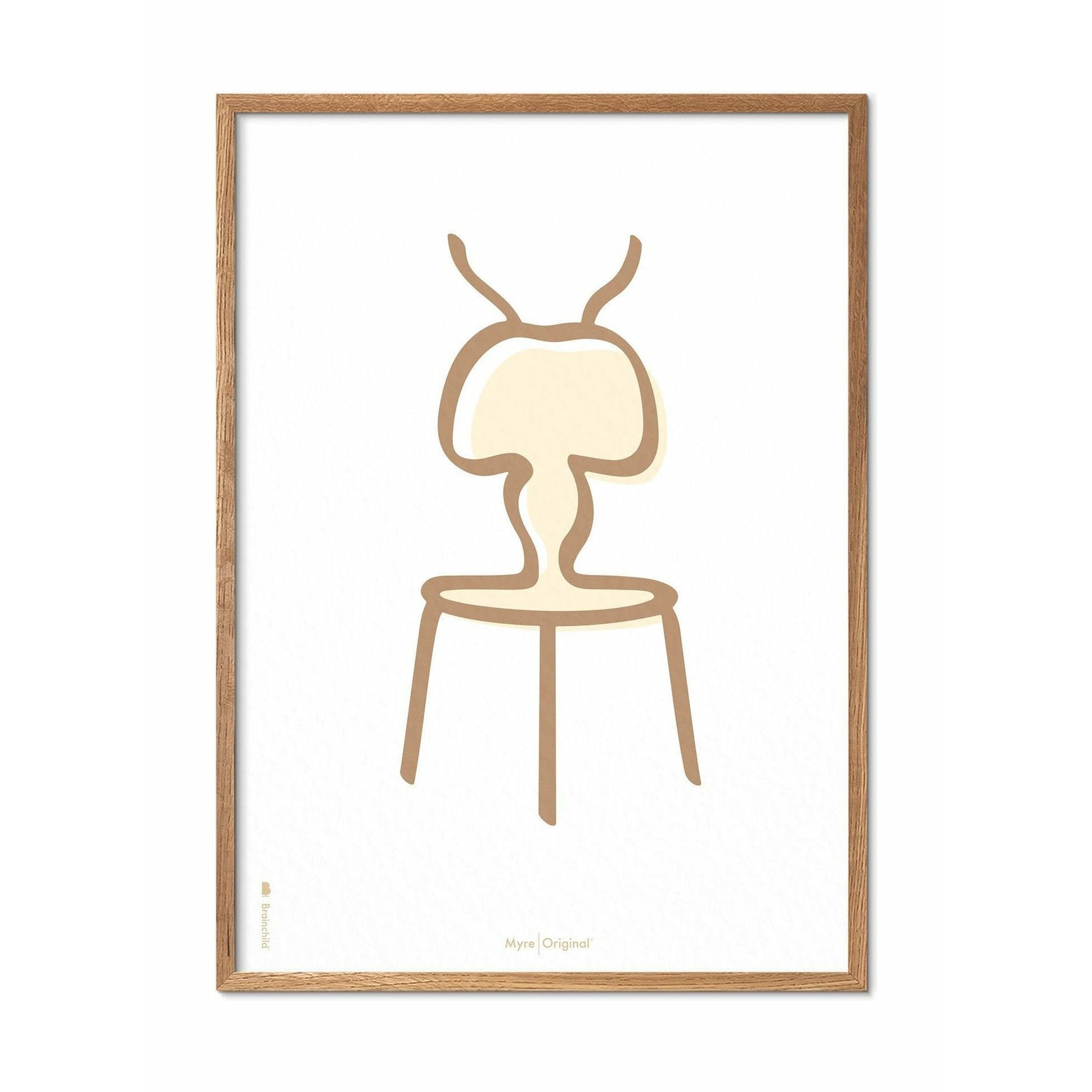Brainchild Ant Line -plakat, ramme laget av lys tre 30x40 cm, hvit bakgrunn