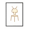 Brainchild Affiche de la ligne de fourmi, cadre en bois laqué noir 50x70 cm, fond blanc